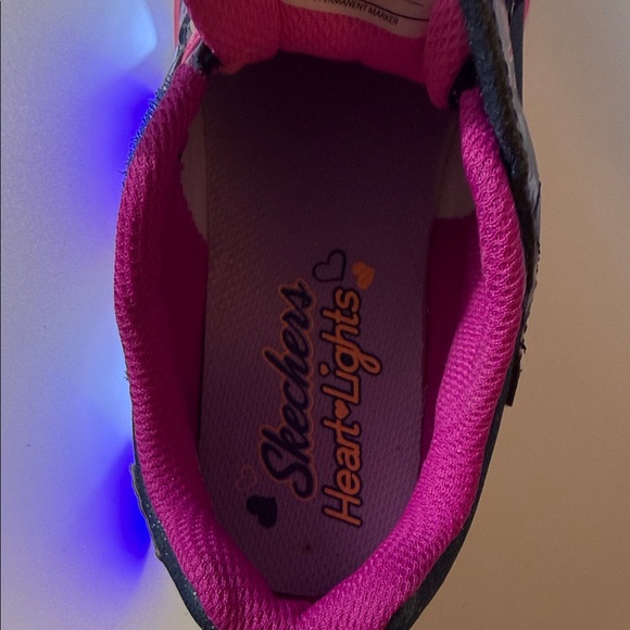 Skechers Heart Lights - Navy and Pink Sneakers - Picture 14 of 15